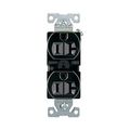 Product Image of Commercial Duplex Receptacle, #14-10 Awg 20A 125V, Back & Side, Black, High-Impact Nylon, 5-20R, BR20BK