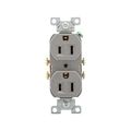 Product Image of Commercial Grade Duplex Receptacle, #14-10 Awg 15A, 125V, SideWire, Gray, High-Impact Nylon, Pvc, CR15GY