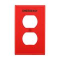 Product Image of Duplex Receptacle Wallplate, Premarked "Emergency", 10% Deeper Than Standard, Red, 1-Gang, EM5132RD-BOX