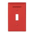 Product Image of Standard Size Pre-Marked Special Use Wallplate, Red, Toggle, Nylon, 1, "Emergency", EM5134RD-SPL
