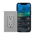 Product Image of Plt Wi-Fi Smart Duplex Receptacle, Neutral Required, 120V, 15A, 1/2 Hp, 120V, Push Button, Gray, EWFTRCR15-GY-BX-L
