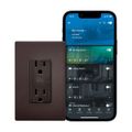 Product Image of Plt Wi-Fi Smart Duplex Receptacle, 120V, Split Control 15A, 1/2 Hp, 120V Oil Rubbed Bronze, EWFTRCR15-RB-BX-L