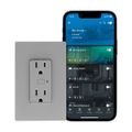 Product Image of Plt Wi-Fi Smart Duplex Receptacle, Weather Resistant, 120V, Split Control 15A, 1/2 Hp, 120V Gray, EWFWRCR15-GY-BX-L
