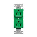 Product Image of Ezlink Modular Duplex Receptacle, 15 A, 125 Vac, 60 Hz, Dual Controlled, 3-Wire, Green, EZ5262CDGN