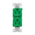 Product Image of Ezlink Modular Duplex Receptacle, 15 A, 125 Vac, 60 Hz, Half Controlled, 3-Wire, Green, EZ5262CHGN