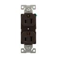 Product Image of Ezlink Modular Duplex Receptacle, 15 A, 125 Vac, 60 Hz, Split Control, Nema 5-15R, 3-Wire, Brown, EZ5262SCB