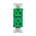 Product Image of Ezlink Modular Duplex Receptacle, 20 A, 125 Vac, 60 Hz, Half Controlled, 3-Wire, Green, EZ5362CHGN