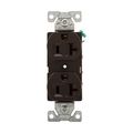 Product Image of Ezlink Modular Duplex Receptacle, 20 A, 125 Vac, 60 Hz, Split Control, Nema 5-20R, 3-Wire, Brown, EZ5362SCB