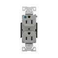 Product Image of Ezlink Modular Duplex Hg Receptacle, 15 A, 125 Vac, 60 Hz, Gray, Three-Wire, EZ8200GY