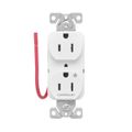 Product Image of Ezlink Modular Duplex Receptacle, 15 A, 125 Vac, 60 Hz, Tamper-Resistant, Half Controlled,Red, EZTR5262CHRD
