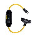 Product Image of Portable Gfci, Field Wireable 15A, #12 Awg, 2' Cord Length, 5-15, 3R, Tri Tap Plug, 120V 669323, GFI11M139
