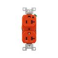 Product Image of Arrow Hart Heavy-Duty Industrial Duplex Receptacle, #14-10 Awg 20A 125V, Orange Face Base, IG5362RN