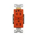 Product Image of Arrow Hart Duplex Receptacle, #14-10 Awg 15A, Healthcare 125V, Orange Face Base, Duplex, IG8200RN