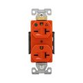 Product Image of Arrow Hart Duplex Receptacle, #14-10 Awg 20A, Healthcare, 250V, Orange Face Base, 6-20R, Duplex, IG8400RN