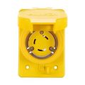 Product Image of Arrow Hart Watertight Locking Receptacle, #14-8 Awg, 30A, 250V, Yellow, L11-30, 3-Pole, 3-Wire, L1130RW
