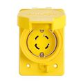 Product Image of Arrow Hart Watertight Locking Receptacle, #14-8 Awg, 30A, 250V, Yellow, L15-30 3-Pole 4-Wire, L1530RW