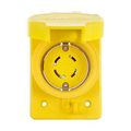 Product Image of Arrow Hart Watertight Locking Receptacle, #14-8 Awg, 30A, 120/208V, Yellow, L18-30 3-Pole 4-Wire, L1830RW