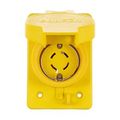 Product Image of Arrow Hart Watertight Locking Receptacle, #14-8 Awg 20A, 277/480V, Black, L19-20, 4-Pole, 4-Wire, L1920RWBK