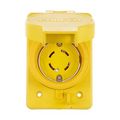 Product Image of Arrow Hart Watertight Locking Receptacle, #14-8 Awg 30A, 277/480V, Black, L19-30, 4-Pole, 4-Wire, L1930RWBK