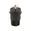 Product Image of Arrow Hart Watertight Locking Plug, #18-10 Awg 30A, 347/600V, Black, L20-30, 4-Pole, 4-Wire, L2030PWBK