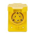 Product Image of Arrow Hart Watertight Locking Receptacle, #14-8 Awg, 20A, 125V, Yellow, L5-20, 2-Pole 3-Wire, L520RW