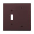 Product Image of Combination Wallplate, Brown, Toggle, Blank Cutout, Polycarbonate, Two- Gang, Mid-Size, PJ113B