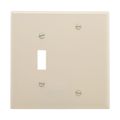 Product Image of Combination Wallplate, Lt. Almond, Toggle, Blank Cutout, Polycarbonate, 2- Gang, Mid-Size, PJ113LA