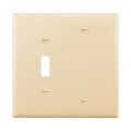 Product Image of Combination Wallplate, Ivory, Toggle, Blank Cutout, Polycarbonate, Two- Gang, Mid-Size, PJ113V