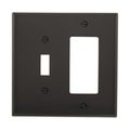 Product Image of Combination Wallplate, Black, Toggle, Decorator Cutout, Polycarbonate, Two- Gang, Mid-Size, PJ126BK