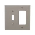 Product Image of Combination Wallplate, Gray, Toggle, Decorator Cutout, Polycarbonate, Two- Gang, Mid-Size, PJ126GY