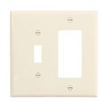 Product Image of Combination Wallplate, Lt. Almond, Toggle, Decorator Cutout, Polycarbonate, 2- Gang, Mid-Size, PJ126LA