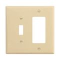 Product Image of Combination Wallplate, Ivory, Toggle, Decorator Cutout, Polycarbonate, Two- Gang, Mid-Size, PJ126V