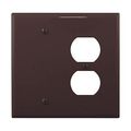 Product Image of Combination Wallplate, Brown, Duplex Receptacle, Blank Cutout, Polycarbonate, 2- Gang, Mid-Size, PJ138B