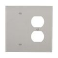 Product Image of Combination Wallplate, Gray, Duplex Receptacle, Blank Cutout, Polycarbonate, 2- Gang, Mid-Size, PJ138GY