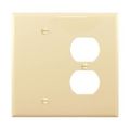 Product Image of Combination Wallplate, Ivory, Duplex Receptacle, Blank Cutout, Polycarbonate, 2- Gang, Mid-Size, PJ138V
