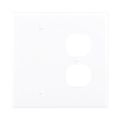 Product Image of Combination Wallplate, White, Duplex Receptacle, Blank Cutout, Polycarbonate, 2- Gang, Mid-Size, PJ138W