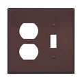 Product Image of Combination Wallplate, Brown, Toggle, Duplex Receptacle Cutout, Polycarbonate, 2- Gang, Mid-Size, PJ18B