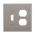 Product Image of Combination Wallplate, Gray, Toggle, Duplex Receptacle Cutout, Polycarbonate, 2- Gang, Mid-Size, PJ18GY