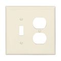 Product Image of Combination Wallplate, Lt. Almond, Toggle, Duplex Receptacle Cutout, 2-Gang, Mid-Size, PJ18LA