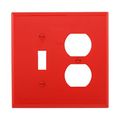 Product Image of Combination Wallplate, Red, Toggle, Duplex Receptacle Cutout, Polycarbonate, 2- Gang, Mid-Size, PJ18RD