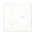 Product Image of Combination Wallplate, White, Toggle, Duplex Receptacle Cutout, Polycarbonate, 2- Gang, Mid-Size, PJ18W