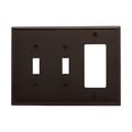 Product Image of Combination Wallplate, Brown, Toggle, Toggle, Decorator Cutout, Polycarbonate, 3- Gang, Mid-Size, PJ226B
