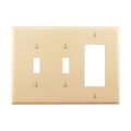 Product Image of Combination Wallplate, Ivory, Toggle, Toggle, Decorator Cutout, Polycarbonate, 3- Gang, Mid-Size, PJ226V