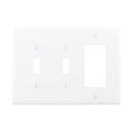 Product Image of Combination Wallplate, White, Toggle, Toggle, Decorator Cutout, Polycarbonate, 3- Gang, Mid-Size, PJ226W