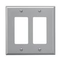 Product Image of Decorator / Gfci Wallplate, Gray, Decorator Cutout, Polycarbonate, Two- Gang, Mid-Size, PJ262GY