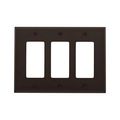 Product Image of Decorator / Gfci Wallplate, Brown, Decorator Cutout, Polycarbonate, Three- Gang, Mid-Size, PJ263B