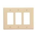 Product Image of Decorator / Gfci Wallplate, Ivory, Decorator Cutout, Polycarbonate, Three- Gang, Mid-Size, PJ263V