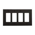 Product Image of Decorator / Gfci Wallplate, Black, Decorator Cutout, Polycarbonate, Four- Gang, Mid-Size, PJ264BK