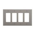 Product Image of Decorator / Gfci Wallplate, Gray, Decorator Cutout, Polycarbonate, Four- Gang, Mid-Size, PJ264GY