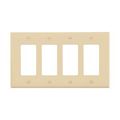 Product Image of Decorator / Gfci Wallplate, Ivory, Decorator Cutout, Polycarbonate, Four- Gang, Mid-Size, PJ264V